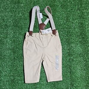 Beige Baby Pants with Suspenders